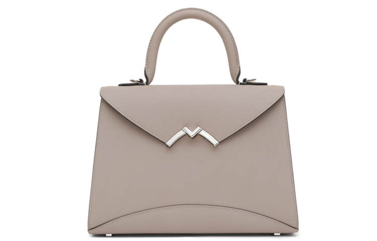 Moynat Cow Leather One Shoulder Clutch Handbag Unisex Gray