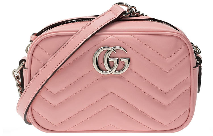 GUCCI GG Marmont Leather Shoulder Bag Mini Women's Pink/Candy