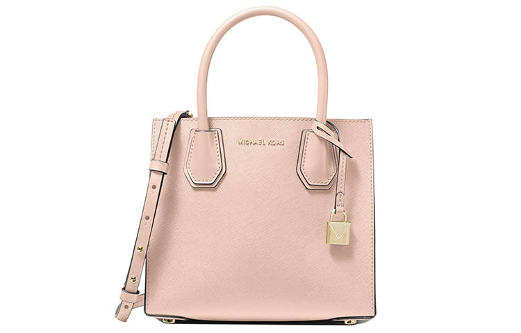 MICHAEL KORS Mercer Leather Trunk Bag, Shoulder Bag, Crossbody Bag, Handbag Medium Women's Ballet Pink