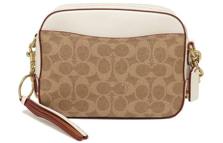 COACH PVC Camera Bag, Crossbody Bag, Shoulder Bag Women's Monogram Brown, Yellow & Multicolor