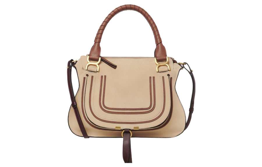 Chloé Chloe Marcie Suede Grain Calfskin Shoulder Bag, Crossbody Bag, Handbag Medium Women's Soft Brown