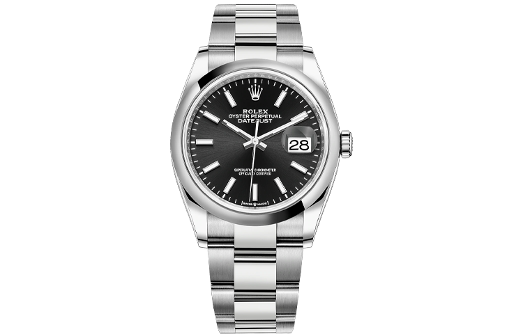 ROLEX Automatic Mechanical Movement COSC Certified Unisex Watch 36mm Black Dial Oystersteel Case