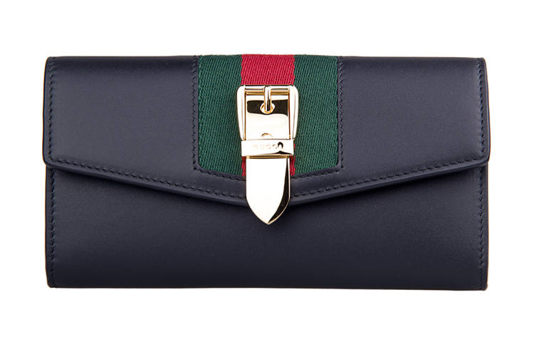 GUCCI Leather Wallet Women's Black