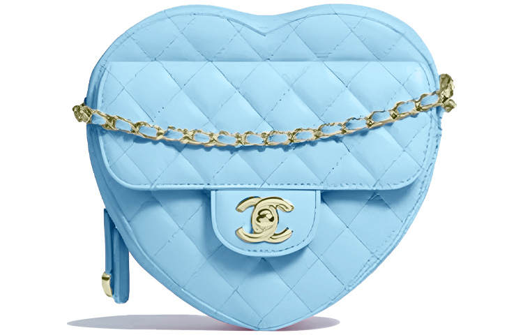 CHANEL Lambskin Shoulder Bag, Crossbody Bag Large Women's Blue