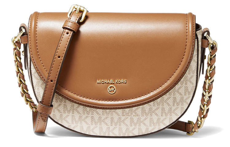 MICHAEL KORS Jet Set Artificial Leather Shoulder Bag, Crossbody Bag Medium Women's Vanilla White & Acorn Brown