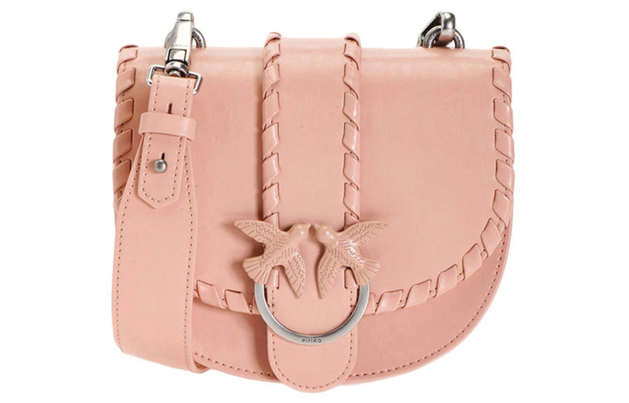 PINKO Cow Leather Saddle Bag, Shoulder Bag Women's Nude Pink