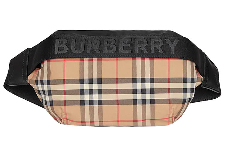 Burberry Cow Leather Polyamide One Shoulder Crossbody Fanny Pack Medium Unisex Beige