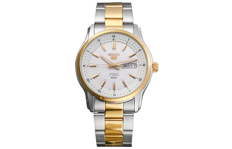 SEIKO Automatic Mechanical Movement Stainless Steel Watchband Watch Men's Watches White Dial