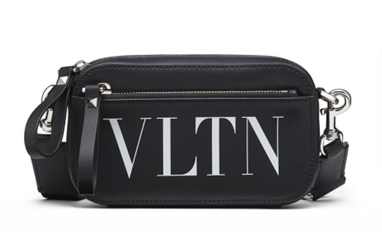 Valentino Zip Closure Cow Leather Shoulder Bag, Crossbody Bag, Sling Bag, Fanny Pack Small Men's Black