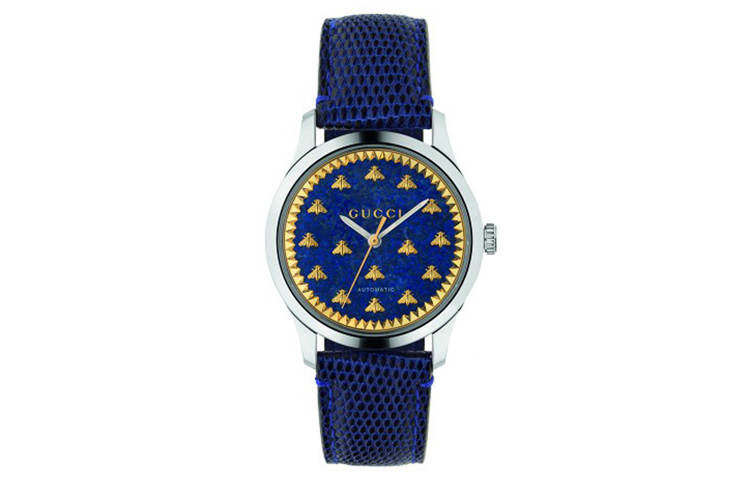 GUCCI G Timeless Collection Wrist Watches Automatic Mechanical Movement Genuine Leather Strap Blue Dial Men's Watches