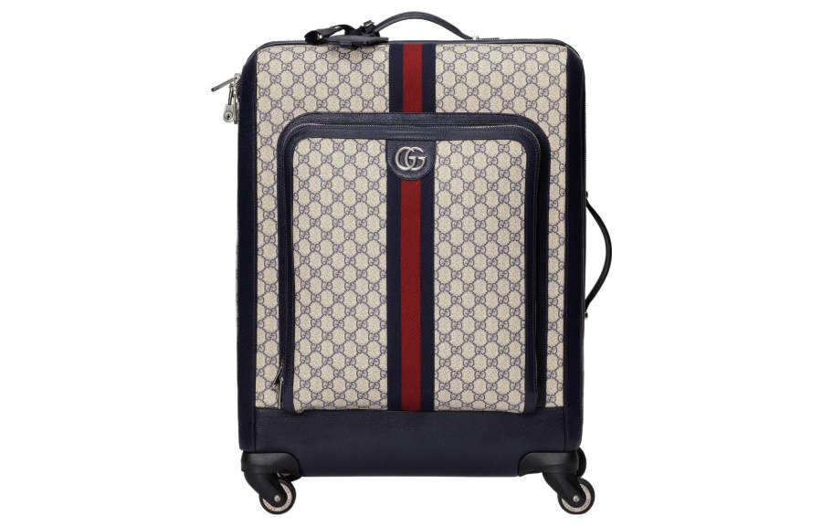 GUCCI Savoy Canvas With Leather Suitcase Luggage Men's Beige/Blue