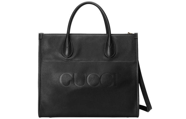 GUCCI Leather Tote Bag, Shopping Bag, Shoulder Bag, Crossbody Bag, Handbag Small Unisex Black