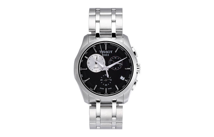 TISSOT Kutu Collection Quartz Movement Butterfly Clasp Men's Watch Black Dial Stainless Steel Case