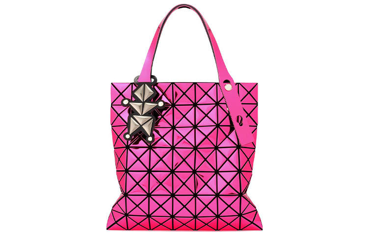 ISSEY MIYAKE Platinum Polyurethane One Shoulder Handbag Women's Rose Red