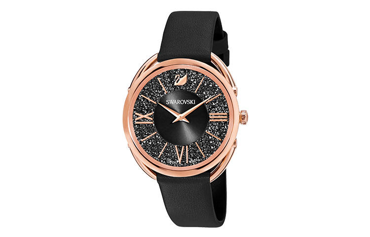 Swarovski CRYSTALLINE Swarovski Wrist Watches Quartz Movement Genuine Leather Strap Black Dial Women's