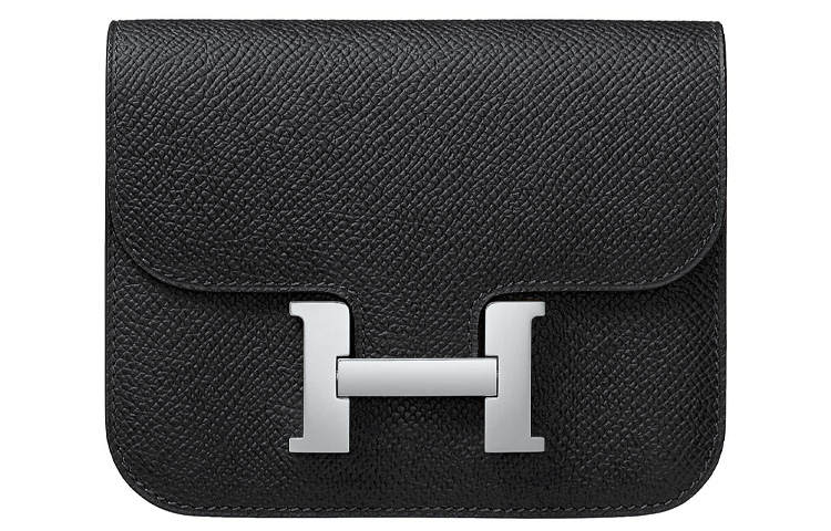 HERMES Constance Slim Epsom Leather Clutch Wallet Fanny Pack Women's 89 Noir Black