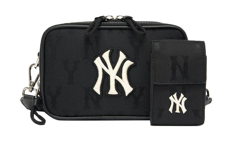 MLB New York Yankees Nylon Fabric Combo Bag, Camera Bag, Shoulder Bag, Crossbody Bag Regular Unisex Black