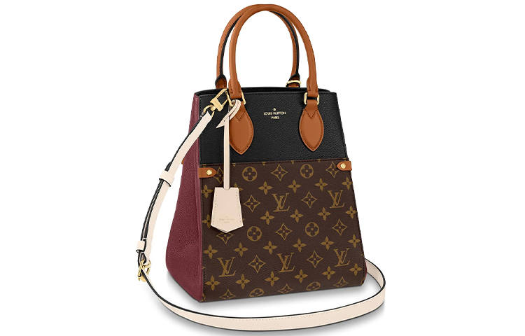 LOUIS VUITTON Canvas Shoulder Bag, Crossbody Bag, Handbag Medium Women's Black & Burgundy