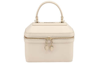 BVLGARI Serpenti Forever Cow Leather Portable One Shoulder Crossbody Jewelry Box, Makeup Bag Women's Ivory White