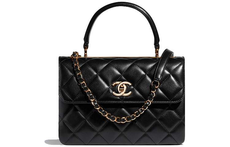 CHANEL Trendy Cc Sheepskin Shoulder Bag, Handbag Women's Black