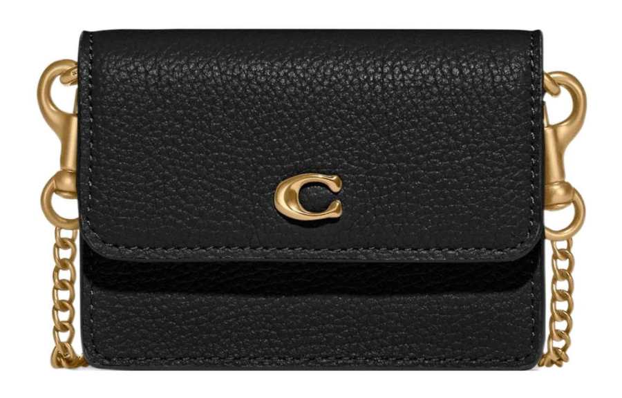 COACH Leather Small Square Bag, Shoulder Bag, Crossbody Bag Mini Women's Black