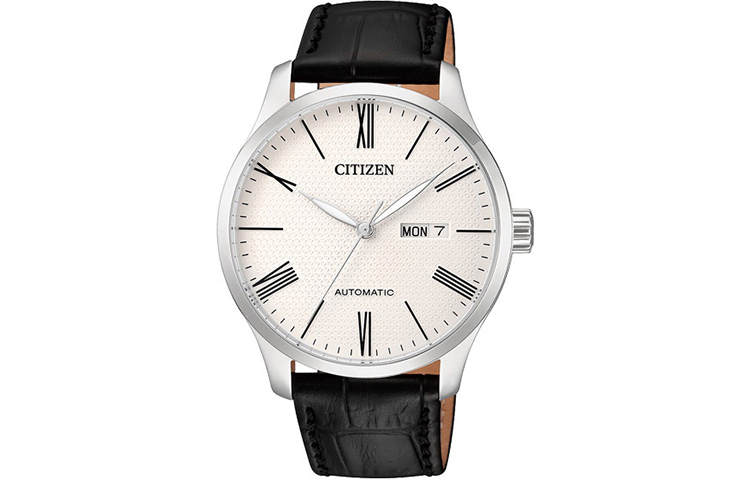 CITIZEN Classic Mechanical Movement Cow Leather Strap Watch Men's Watches White Dial