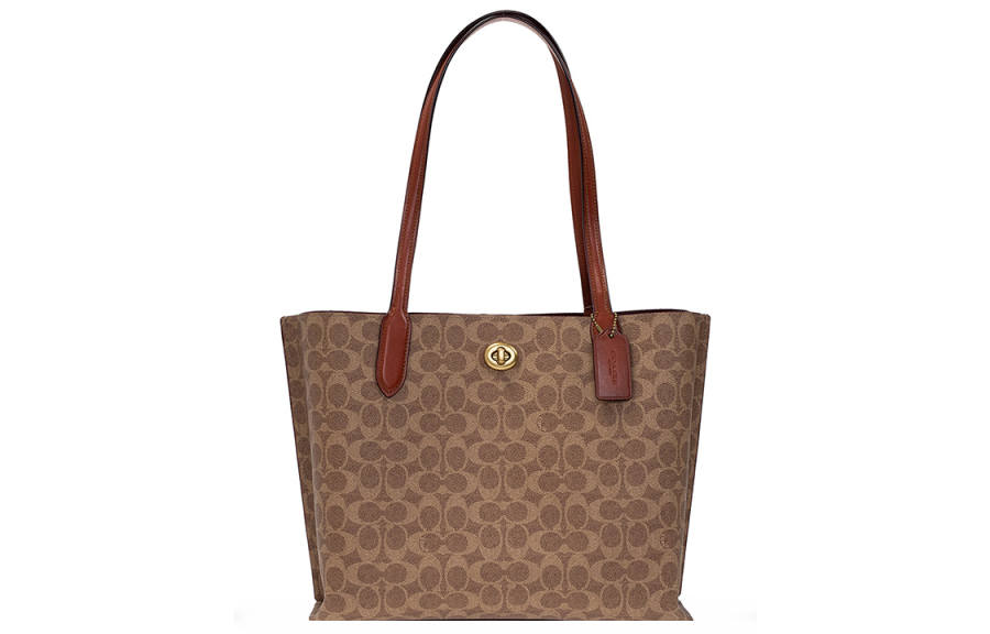 COACH Willow Coated Canvas With Calfskin Tote Bag, Shopping Bag, Handbag, Shoulder Bag Large Women's Brown