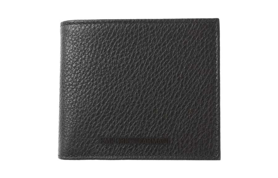 EMPORIO ARMANI Leather 3 in 1 Card Holder, Wallet Men's Pure Black