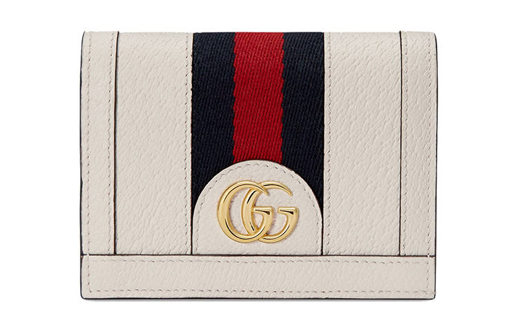 GUCCI Ophidia Leather Card Holder Card Holder Women's White