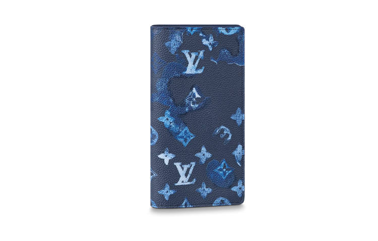 LOUIS VUITTON LOUIS VUITTON Summer Brazza Grain Leather Wallet Regular Men's Blue