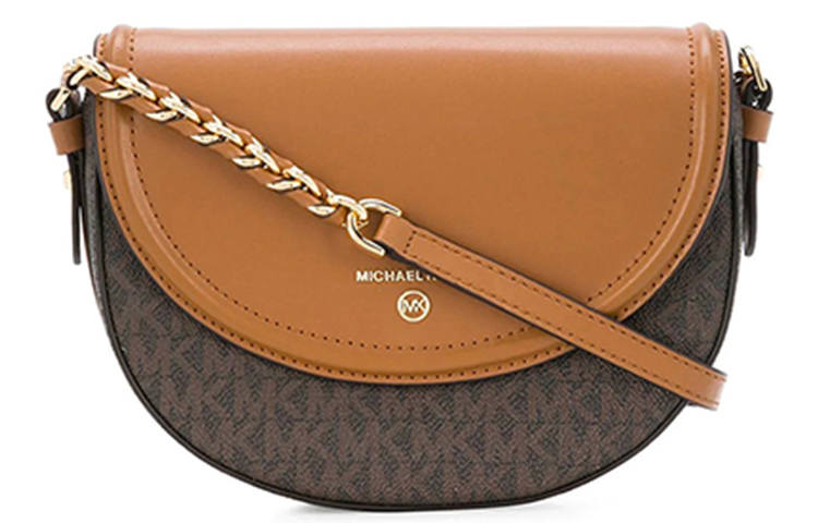 MICHAEL KORS Jet Set Charm Leather Crossbody Bags Medium Women's Dark Brown & Acorn Brown