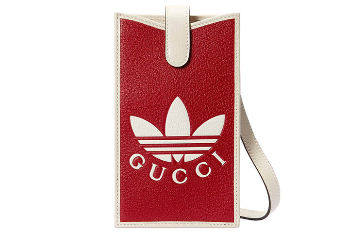 GUCCI X Adidas Originals Collaboration Leather Shoulder Bag, Crossbody Bag Men's Red