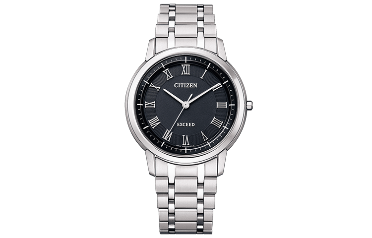 CITIZEN CITIZEN Exceed Light Powered Quartz Movement Titanium Strap Watch Unisex Black Dial