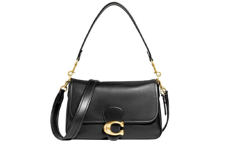 COACH Tabby Soft Cow Leather Shoulder Bag, Portable Crossbody Bag Medium Women's Black