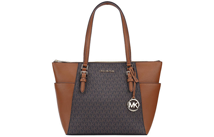 MICHAEL KORS Charlotte PVC With Artificial Leather With Leather Shoulder Bag Women's Acorn Brown