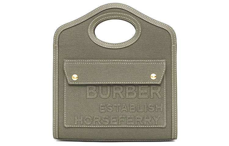 Burberry Canvas Tote Bag, Shopping Bag, Pocket Bag, Shoulder Bag, Crossbody Bag, Handbag Mini Women's Green