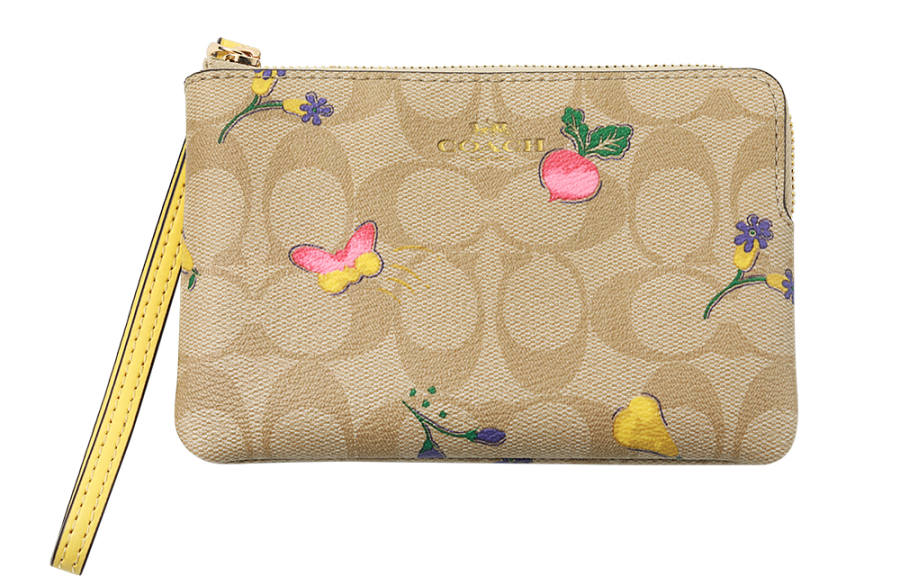 COACH PVC Clutch Small Women's Bright Khaki/Vintage Yellow