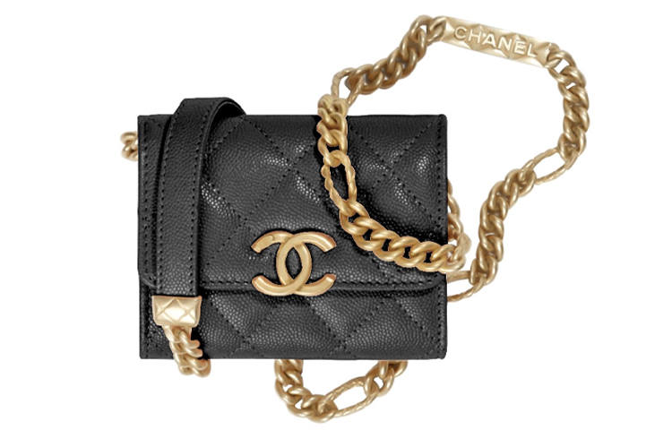 CHANEL Grain Embossed Calfskin Crossbody Bags Women's Black