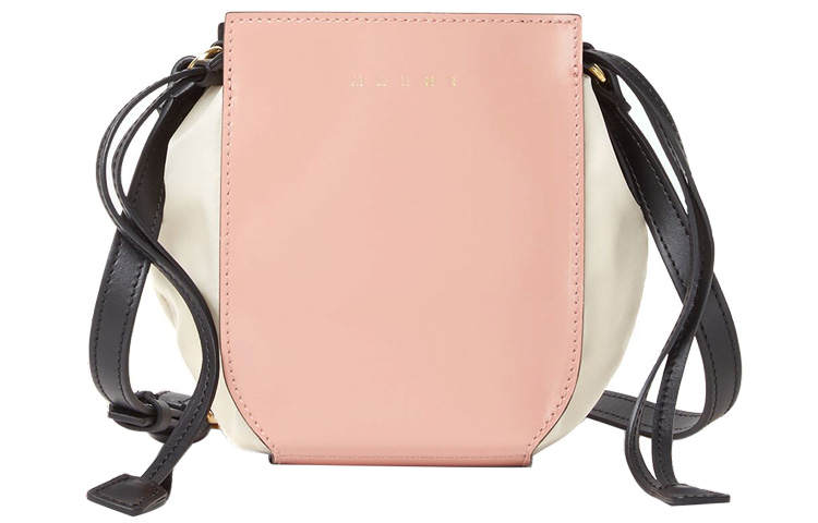 MARNI Calfskin Handbag, Shoulder Bag Women's Pink White Multicolor
