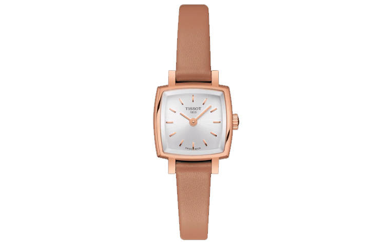 TISSOT SET Quartz Movement 30m Waterproof Women's Watch 20mm Silver Dial Leather Strap