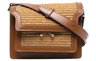 MARNI Calfskin Cotton Crossbody Bags Women's Brown