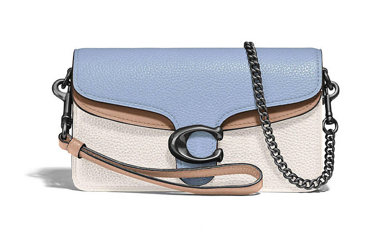 COACH Tabby Leather Crossbody Bag, Chain Bag, Shoulder Bag Women's Blue White Multicolor