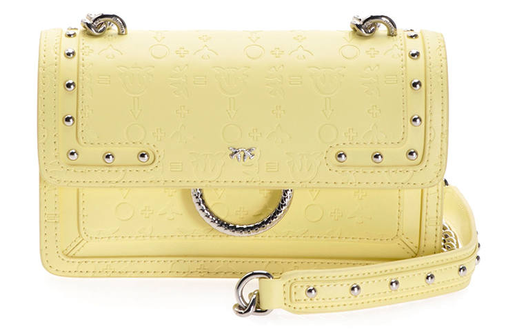 PINKO Cow Leather Shoulder Bag Swallow Bag Women's Yellow