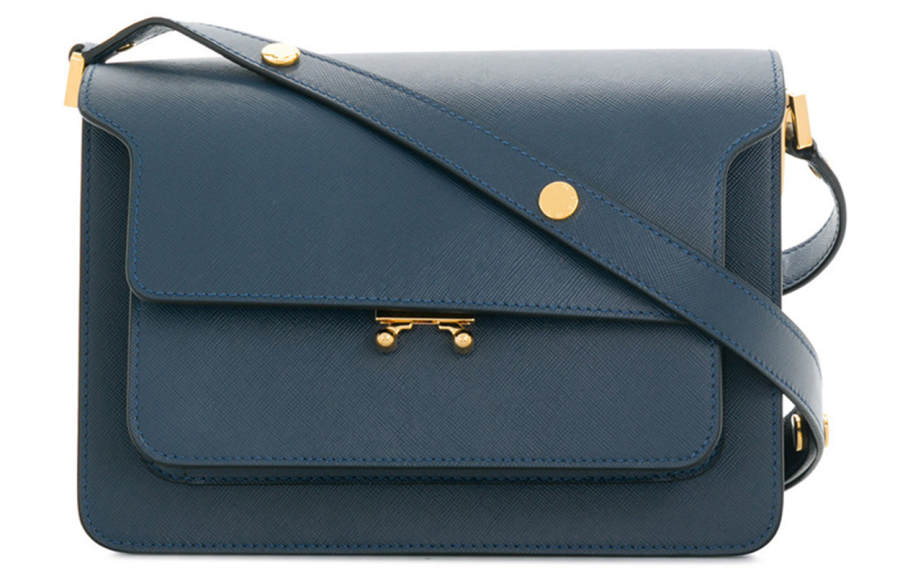 MARNI Trunk Calfskin Crossbody Bags Women's Dark Blue