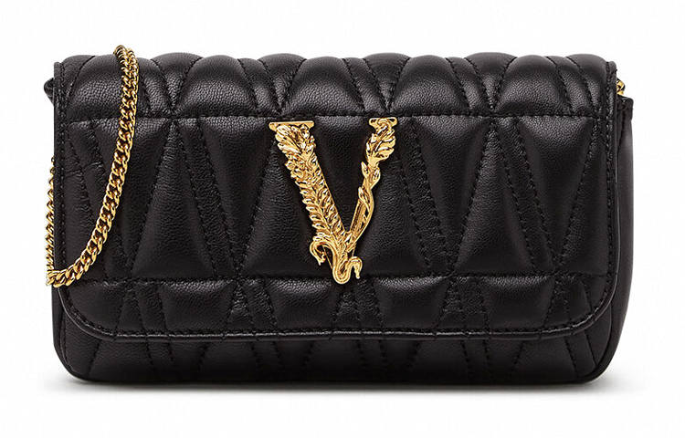 VERSACE Virtus Leather Crossbody Bags Mini Women's Black