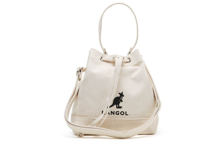 KANGOL Cotton Bucket Bag Handbag Regular Unisex Ivory/Black