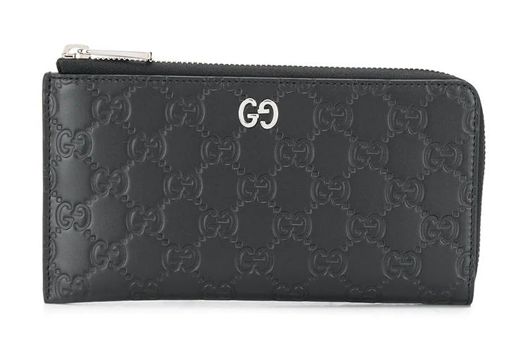GUCCI Leather Coin Purse Wallet Men's Black