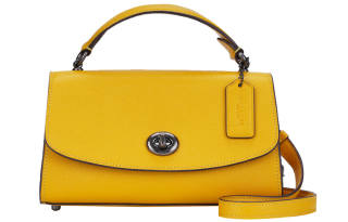 COACH Tilly Turn Lock Flap Leather Crossbody Bag, Handbag, Shoulder Bag Small Women's Yellow
