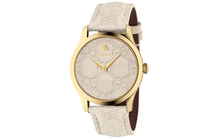 GUCCI G Timeless Collection Wrist Watches Quartz Movement Leather Strap White Dial Women's Watch