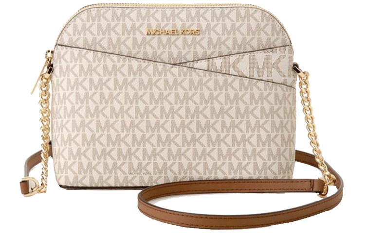 MICHAEL KORS Jet Set Travel PVC Dome Bag, Commute Bag, Shoulder Bag, Crossbody Bag Women's Vanilla White